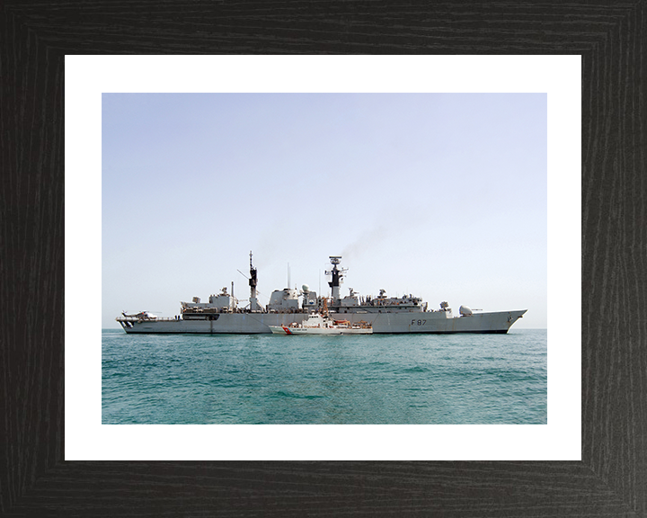 HMS Chatham (F87) Photo Print - With USS Monomoy 2008 - Royal Navy Type 22 Frigate Posters, Prints, & Visual Artwork Hampshire Prints 10 x 8 Black Frame Yes