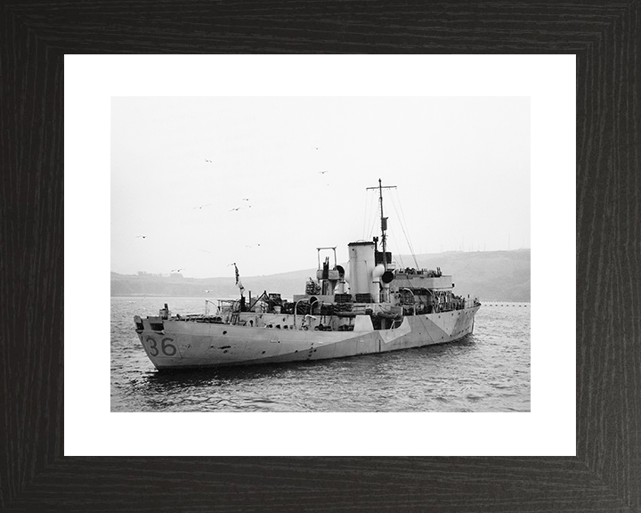 HMS Clematis (K36) Royal Navy Flower Class Corvette Starboard Quarter Photo Print Wall Art Decor Posters, Prints, & Visual Artwork Hampshire Prints 10 x 8 Black Frame Yes