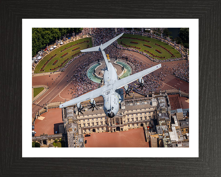 RAF A400 Atlas Over Buckingham Palace Photo Print - Royal Air Force Aircraft Hampshire Prints 10 x 8 Black Frame Yes