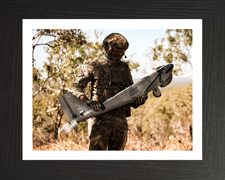 Royal Marines Commando with Puma Drone Photo Print - 42 Commando Hampshire Prints 10 x 8 Black Frame Yes