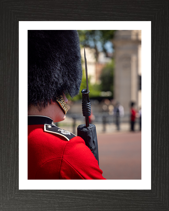 Grenadier Guard lining the street in London Photo Print - British Army Hampshire Prints 10 x 8 Black Frame Yes