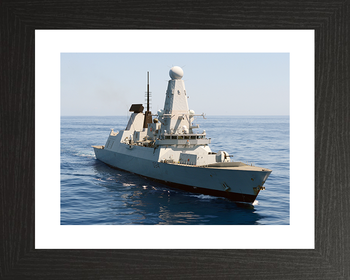 HMS Diamond (D34) Royal Navy Type 45 Destroyer High Starboard Bow View Photo Print Wall Art Decor Posters, Prints, & Visual Artwork Hampshire Prints 10 x 8 Black Frame Yes