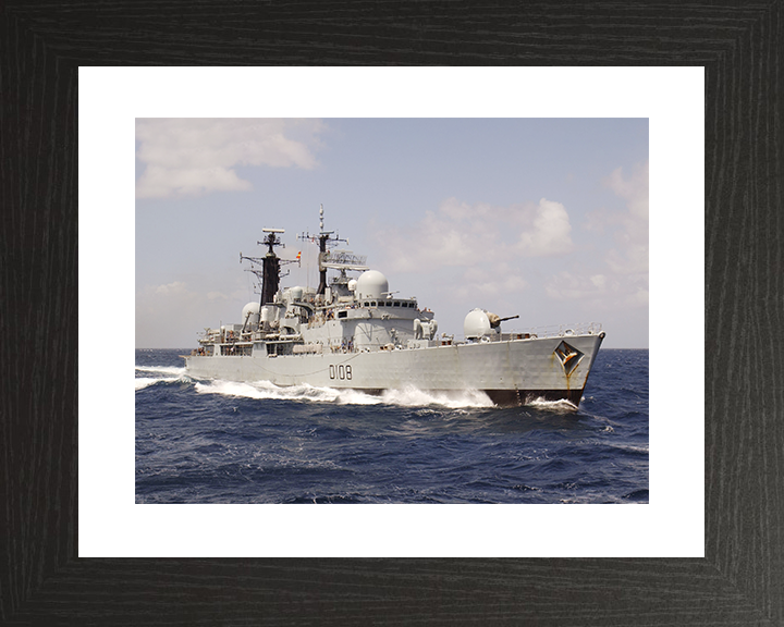 HMS Cardiff (D108) Royal Navy Type 42 Destroyer Underway Starboard View Photo Print Wall Art Decor Posters, Prints, & Visual Artwork Hampshire Prints 10 x 8 Black Frame Yes