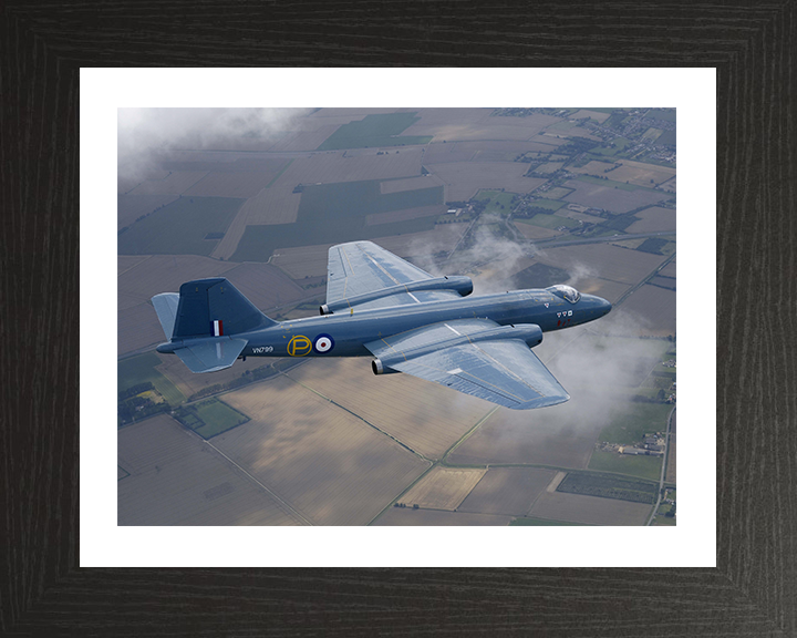 RAF prototype Canberra in flight Photo Print - Royal Air Force Aircraft Hampshire Prints 10 x 8 Black Frame Yes