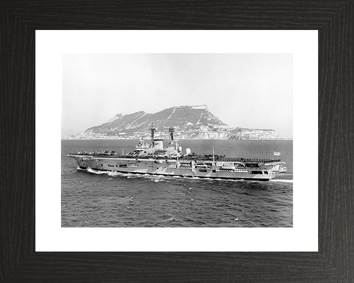 HMS Ark Royal (R09) Royal Navy Audacious Class Aircraft Carrier Off Gibraltar Photo Print Wall Art Decor Posters, Prints, & Visual Artwork Hampshire Prints 10 x 8 Black Frame Yes