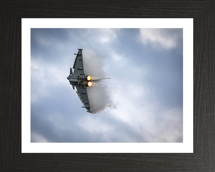 RAF Typhoon in flight Photo Print - Royal Air Force Aircraft Hampshire Prints 10 x 8 Black Frame Yes