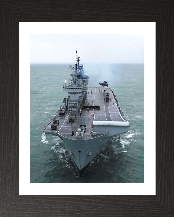 HMS Illustrious (R06) Photo Print - Bow View 2009 - Royal Navy Invincible Class Aircraft Carrier Hampshire Prints 10 x 8 Black Frame Yes