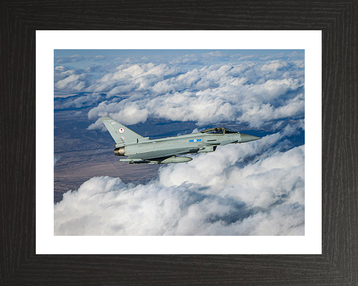 RAF 6 Squadron Typhoon in flight Photo Print - Royal Air Force Aircraft Hampshire Prints 10 x 8 Black Frame Yes