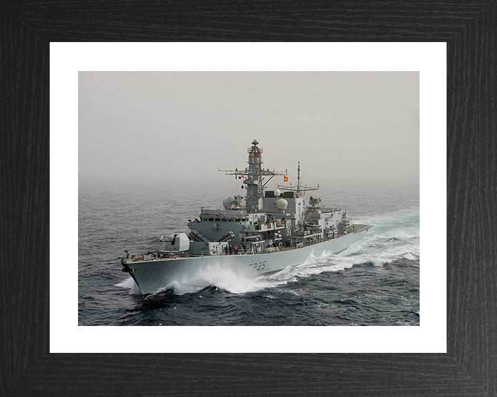 HMS Monmouth (F235) Photo Print - Port Bow View - Royal Navy Type 23 Frigate Hampshire Prints 10 x 8 Black Frame Yes