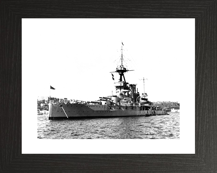 HMS Benbow (1913) Royal Navy Iron Duke Class Battleship At Anchor Photo Print Wall Art Decor Posters, Prints, & Visual Artwork Hampshire Prints 10 x 8 Black Frame Yes