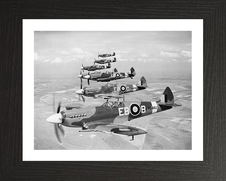 Supermarine Spitfire F Mk XIIs of 41 Sqn Photo Print - Royal Air Force Aircraft Hampshire Prints 10 x 8 Black Frame Yes