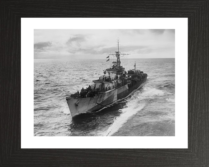 HMS Myngs (R06) Photo Print - At Sea 1944 - Royal Navy Z Class Destroyer Hampshire Prints 10 x 8 Black Frame Yes