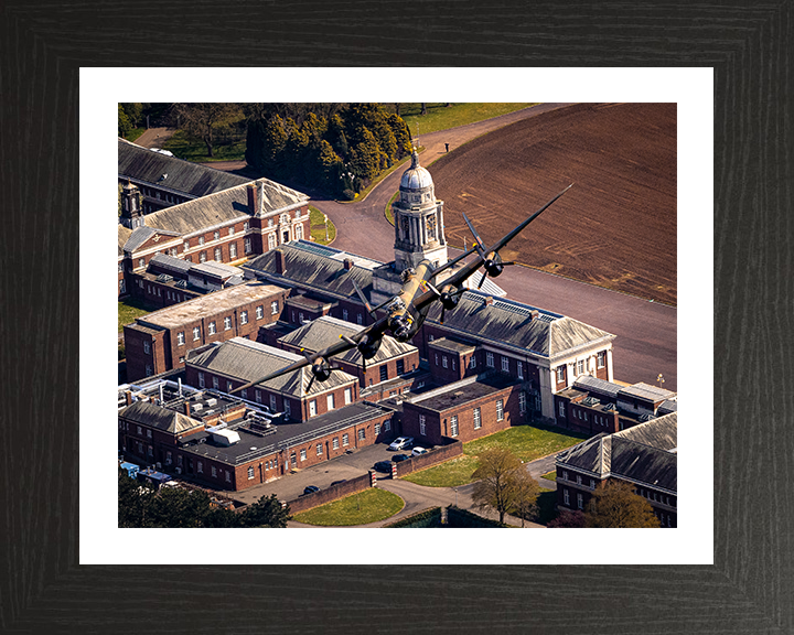 RAF Avro Lancaster over RAF College Cranwell Photo Print - Royal Air Force Aircraft Hampshire Prints 10 x 8 Black Frame Yes