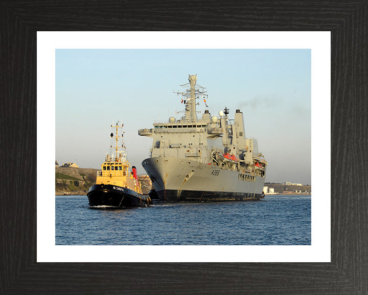 RFA Fort George (A388) Photo Print - With Tug - Royal Fleet Auxiliary Fort Class Tanker Hampshire Prints 10 x 8 Black Frame Yes