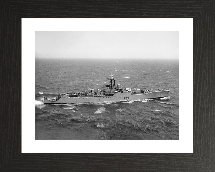HMS Scarborough (F63) Photo Print - At Sea 1960 - Royal Navy Whitby Class Frigate Posters, Prints, & Visual Artwork Hampshire Prints 10 x 8 Black Frame Yes