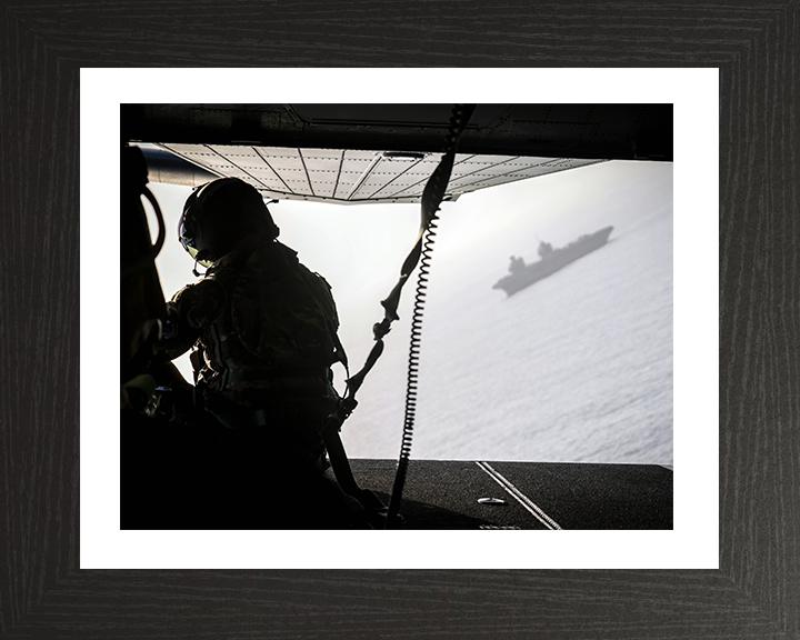 Merlin Mk4 Helicopter Aircrew Photo Print - Royal Navy Aircraft Hampshire Prints 10 x 8 Black Frame Yes