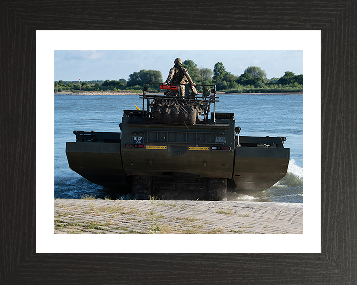 M3 Amphibious Bridging Vehicle splashing In Photo Print - British Army Vehicle Hampshire Prints 10 x 8 Black Frame Yes
