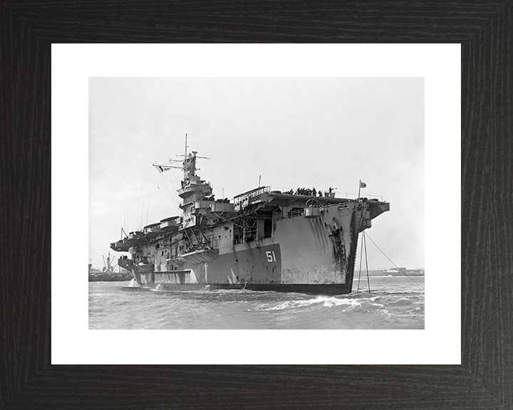 HMS Atheling (D51) Royal Navy Ruler Class Escort Carrier At a Buoy Photo Print Wall Art Decor Posters, Prints, & Visual Artwork Hampshire Prints 10 x 8 Black Frame Yes