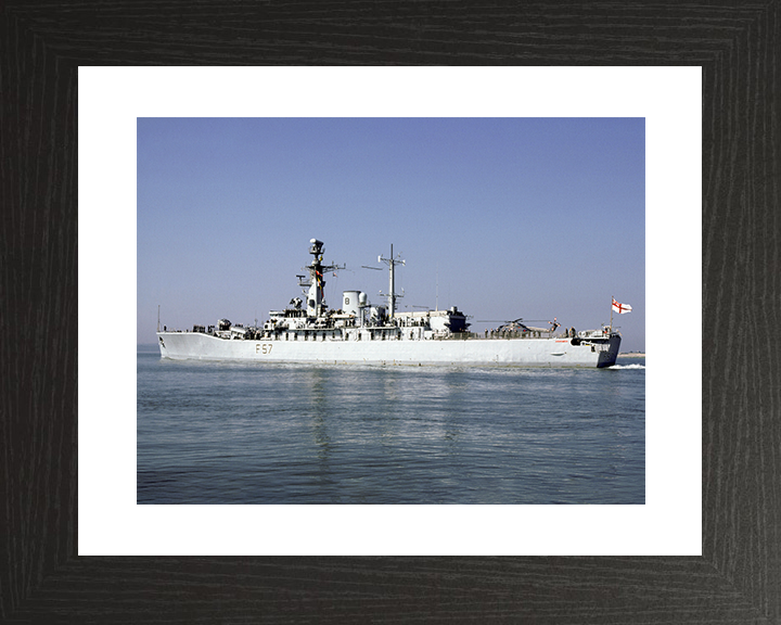 HMS Andromeda (F57) Royal Navy Leander Class Frigate Leaving Portsmouth Harbour Photo Print Wall Art Decor Posters, Prints, & Visual Artwork Hampshire Prints 10 x 8 Black Frame Yes