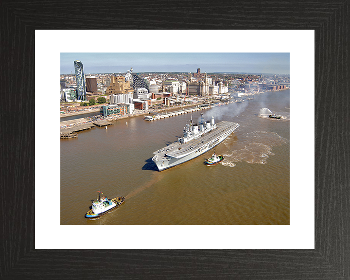 HMS Ark Royal (R07) Royal Navy Invincible Class Aircraft Carrier Departs Liverpool 2008 Photo Print Wall Art Decor Posters, Prints, & Visual Artwork Hampshire Prints 10 x 8 Black Frame Yes