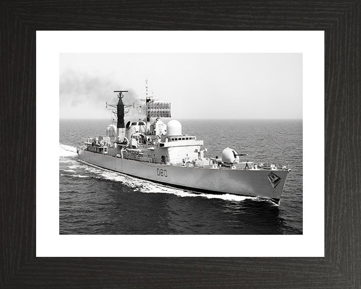HMS Sheffield (D80) Photo Print - At Sea - Royal Navy Type 42 Destroyer Hampshire Prints 10 x 8 Black Frame Yes