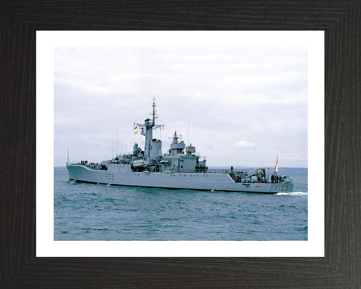 HMS Lowestoft (F103) Photo Print - Port Side View - Royal Navy Rothesay Class Frigate Hampshire Prints 10 x 8 Black Frame Yes