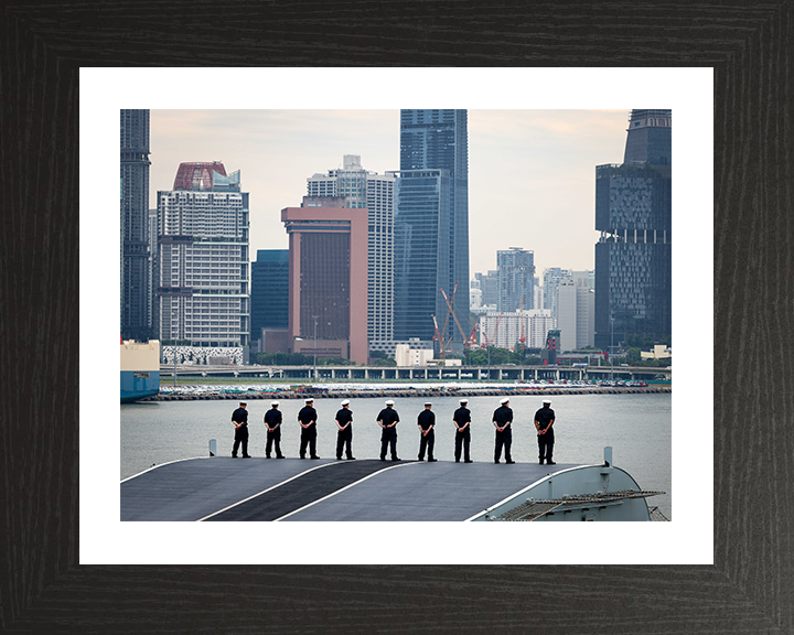 HMS Prince of Wales (R09) Photo Print - Procedure Alpha Singapore 2025 - Royal Navy Queen Elizabeth Class Aircraft Carrier Hampshire Prints 10 x 8 Black Frame Yes