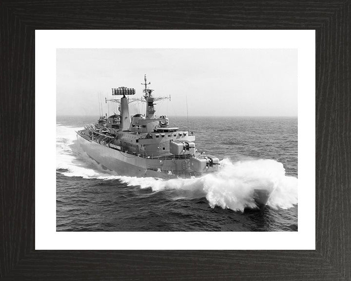 HMS London (D16) Photo Print - At Sea - Royal Navy County Class Destroyer Hampshire Prints 10 x 8 Black Frame Yes