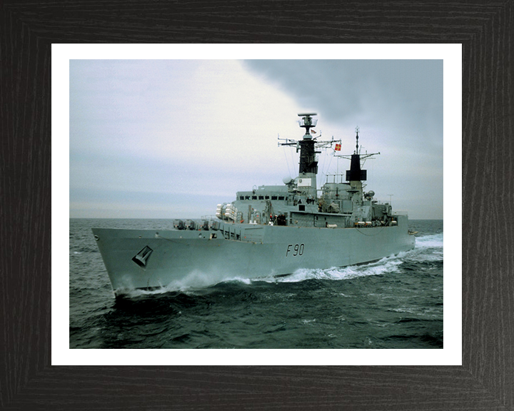 HMS Brilliant (F90) Photo Print - At Sea Port Bow View - Royal Navy Type 22 Frigate Hampshire Prints 10 x 8 Black Frame Yes