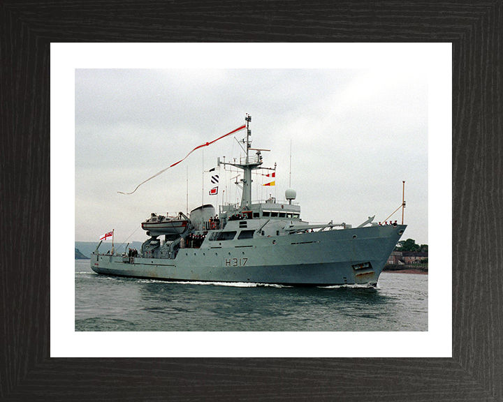HMS Bulldog (H317) Photo Print - Paying Off 2001 - Royal Navy Bulldog Class Survey Vessel Posters, Prints, & Visual Artwork Hampshire Prints 10 x 8 Black Frame Yes
