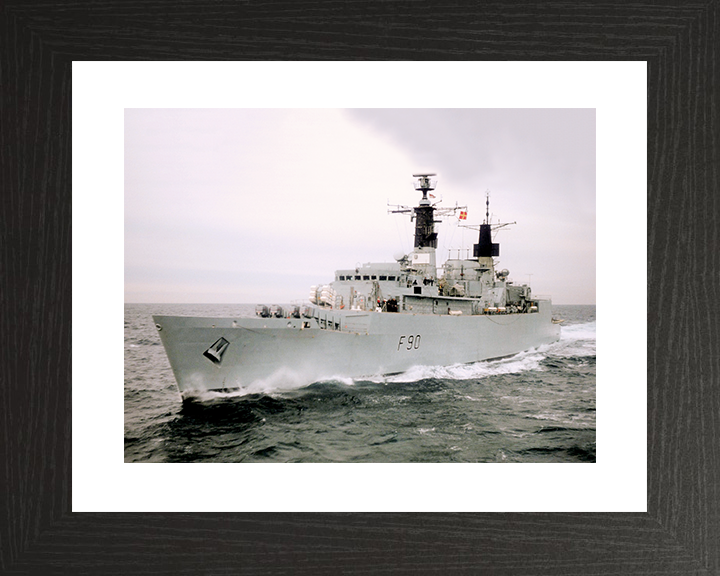 HMS Brilliant (F90) Royal Navy Type 22 Frigate At Sea Port Bow View Photo Print Wall Art Naval Decor Posters, Prints, & Visual Artwork Hampshire Prints 10 x 8 Black Frame Yes