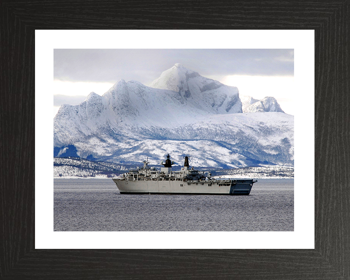 HMS Albion (L14) Photo Print - Norway 2008 - Royal Navy Albion Class Amphibious Ship Hampshire Prints 10 x 8 Black Frame Yes