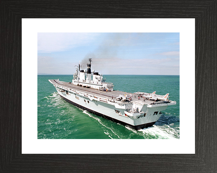 HMS Ark Royal (R07) Royal Navy Invincible Class Aircraft Carrier Port Bow View Photo Print Wall Art Decor Posters, Prints, & Visual Artwork Hampshire Prints 10 x 8 Black Frame Yes