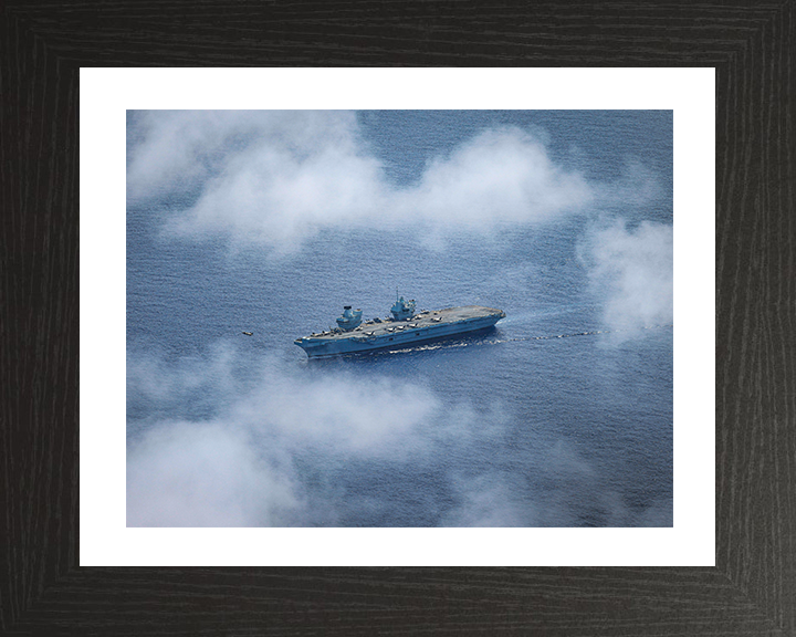 HMS Prince of Wales (R09) Photo Print - At Sea Aug 2025 - Royal Navy Queen Elizabeth Class Aircraft Carrier Hampshire Prints 10 x 8 Black Frame Yes