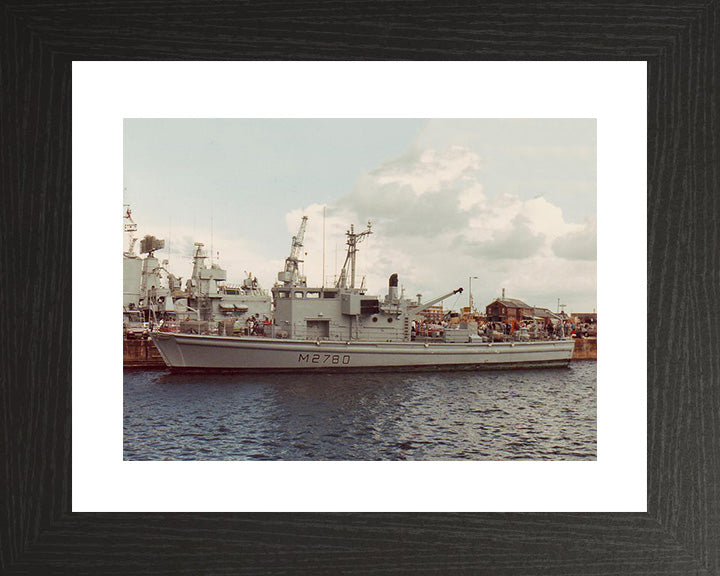 HMS Woodlark (HMS Yaxham) (M2780) Photo Print - In Port - Royal Navy Survey Vessel Hampshire Prints 10 x 8 Black Frame Yes