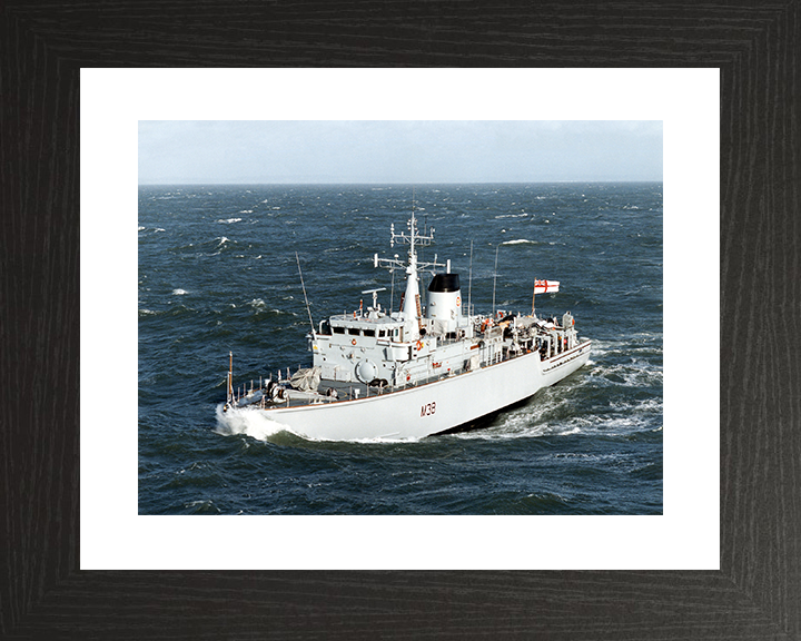 HMS Atherstone (M38) Royal Navy Hunt Class Mine Warfare Vessel in Heavy Seas Photo Print Wall Art Decor Posters, Prints, & Visual Artwork Hampshire Prints 10 x 8 Black Frame Yes