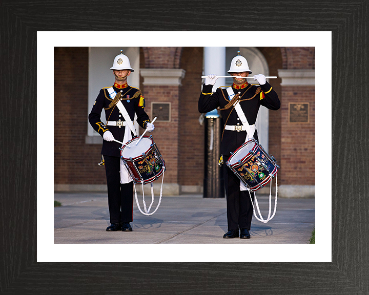 Royal Marines Band Service Drummers Photo Print Hampshire Prints 10 x 8 Black Frame Yes