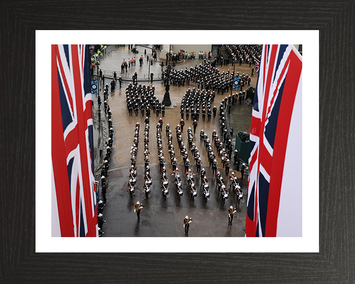 Royal Marines Band Marching At the Kings Coronation Photo Print Hampshire Prints 10 x 8 Black Frame Yes