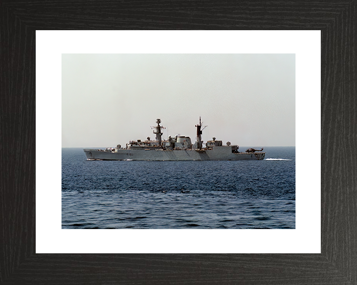 HMS Brazen (F91) Royal Navy Type 22 Frigate Port Beam View at Sea Photo Print Wall Art Decor Posters, Prints, & Visual Artwork Hampshire Prints 10 x 8 Black Frame Yes