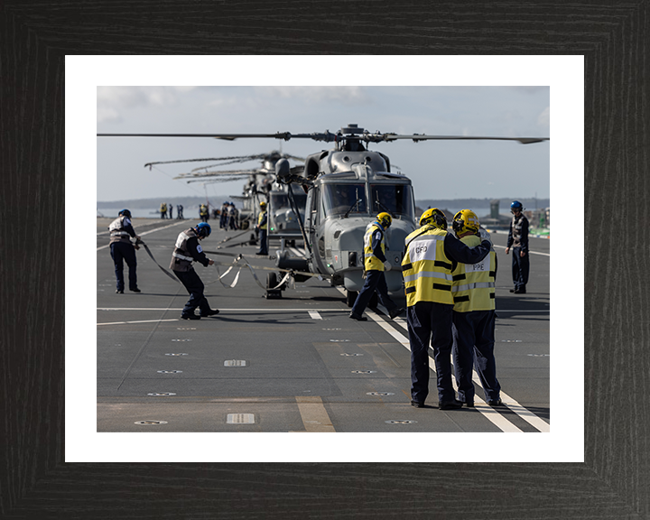 Helicopter Embark HMS Prince of Wales 2025 Photo Print - Royal Navy Aircraft Hampshire Prints 10 x 8 Black Frame Yes