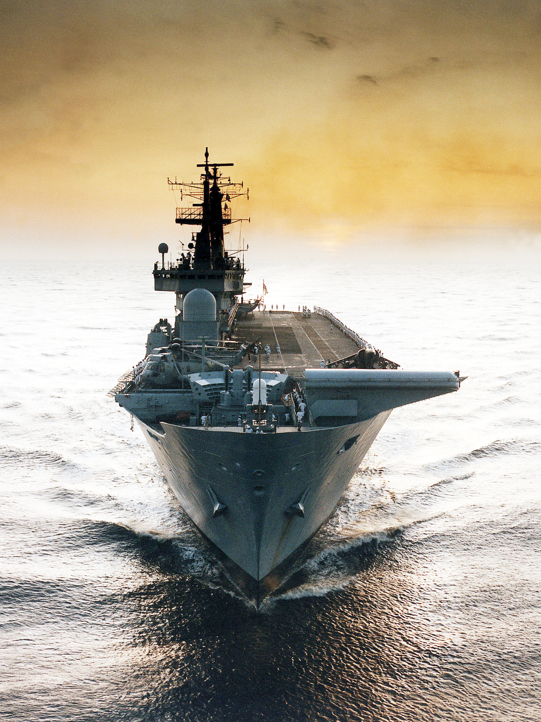 HMS Ark Royal (R07) Royal Navy Invincible Class Aircraft Carrier Bow View at Sunset Photo Print Wall Art Decor Posters, Prints, & Visual Artwork Hampshire Prints 6 x 4 No Frame No