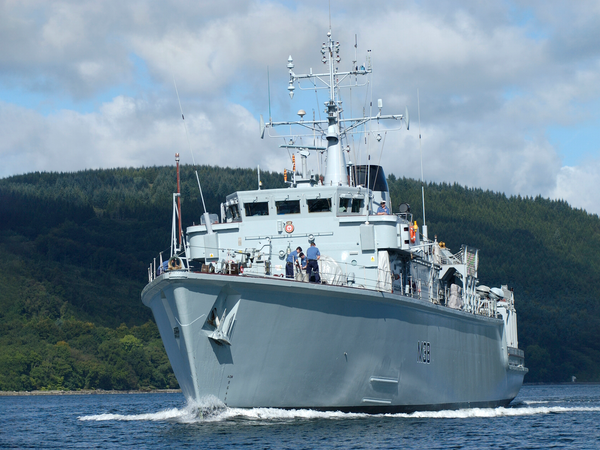 HMS Atherstone M38 Hunt Class Minehunter August 2004 Low Port Bow View
