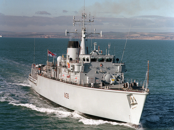 HMS Atherstone M38 Hunt Class Minehunter Underway Starboard Bow View