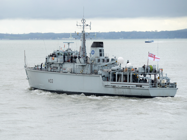 HMS Brocklesby M33 Hunt Class Mine Warfare Vessel January 2014
