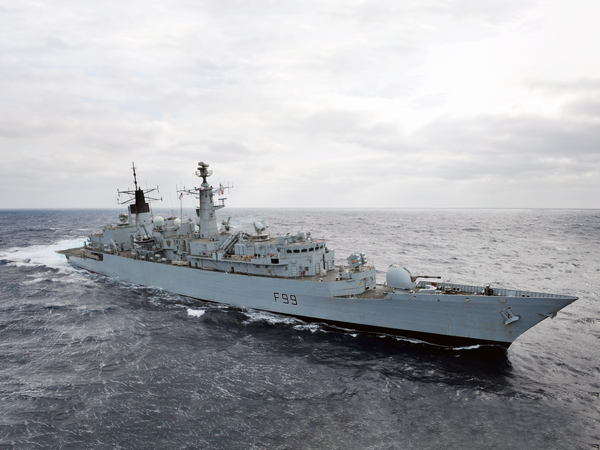 HMS Cornwall F99 Type 22 Frigate Underway Starboard View