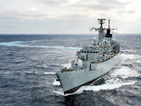 HMS Cornwall F99 Type 22 Frigate During a Starboard Turn