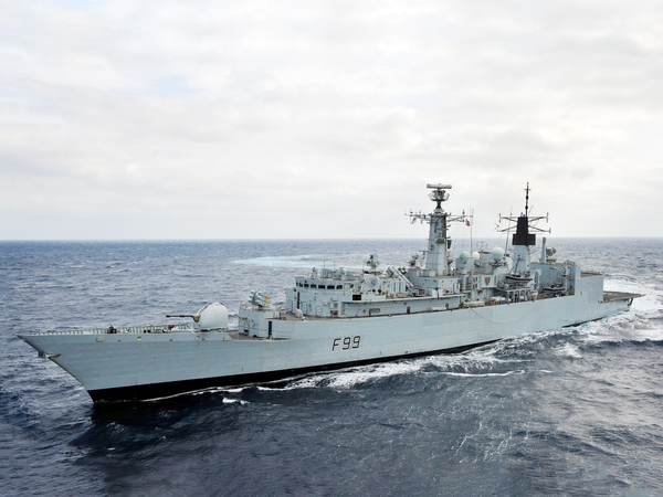 HMS Cornwall F99 Type 22 Frigate Port Side View