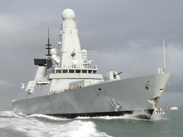 HMS Dauntless D33 Type 45 Destroyer 2 December 2009 At Sea Low Starboard View