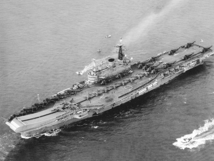 HMS Hermes (R12) Royal Navy Centaur Class Aircraft Carrier Full Flight Deck Photo Print Wall Art Decor - Posters, Prints, & Visual Artwork - by Hampshire Prints (image 1 of 9)