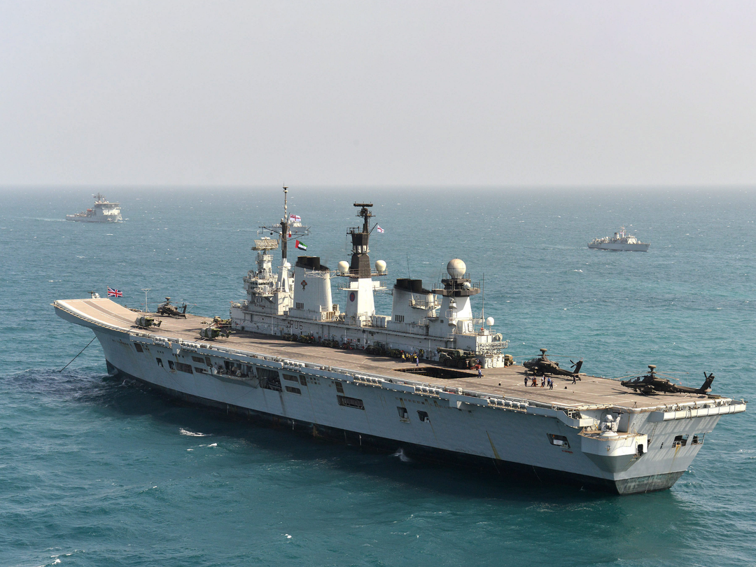 HMS Illustrious (R06) Royal Navy Invincible Class Aircraft Carrier At Anchor Photo Print Wall Art Decor - Posters, Prints, & Visual Artwork - by Hampshire Prints (image 1 of 9)